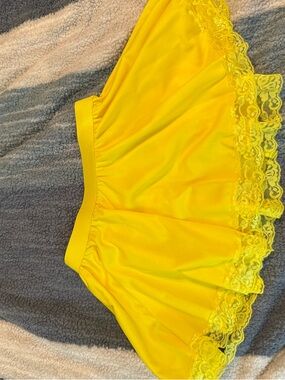 Bright Yellow Lace-Trim Mini Skirt